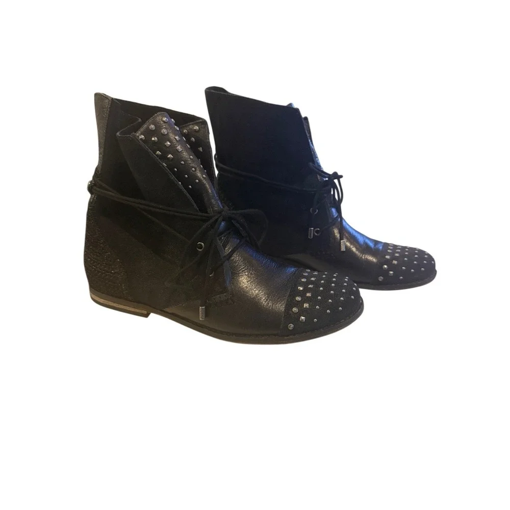 The Sak Jada Black Studded Leather Moto Ankle Boots Boho Punk Festival NWT 9 NEW